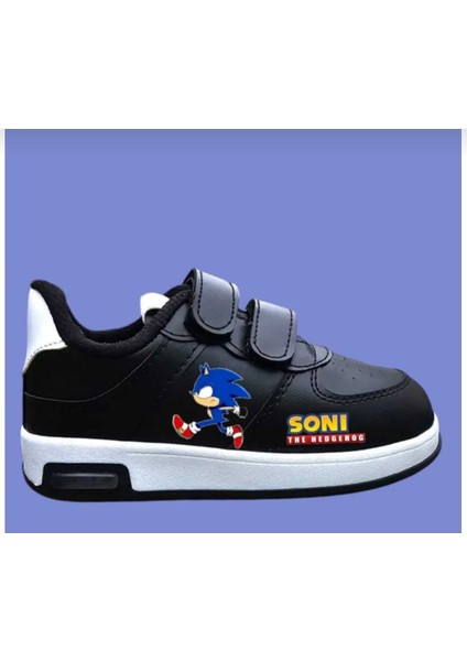 Siyah Işıklı Sonico Baskılı Çocuk Spor Ayakkabı Sneaker(31-35 Numara Ağırlığı Işıklı Değildir)