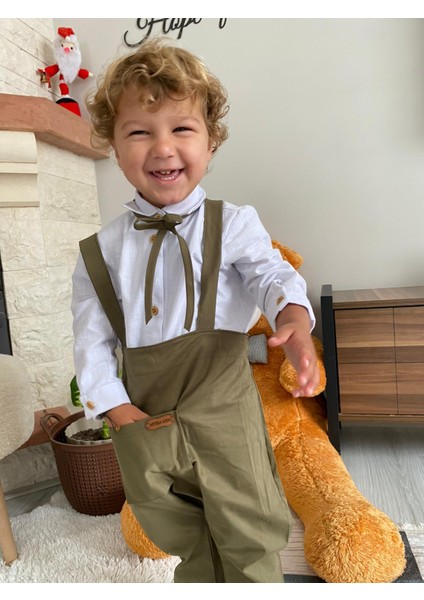 Önden Cepli Salopet Takımı Biyeli Hakiyeşili