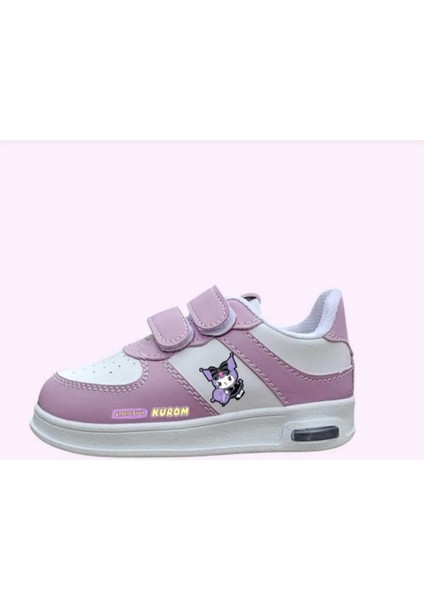 Lila Işıklı Morlu Kuromici Yazılı Baskılı Çocuk Spor Ayakkabı Sneaker