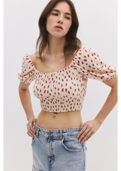 Balon Kol Crop Top