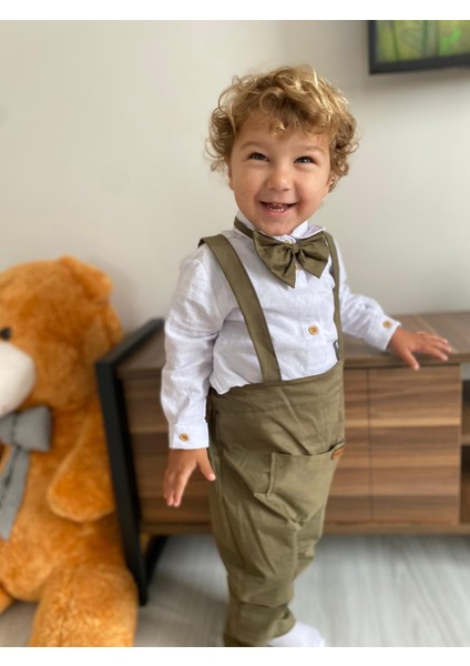 Önden Cepli Salopet Takımı Papyonlu Hakiyeşili fiyatları