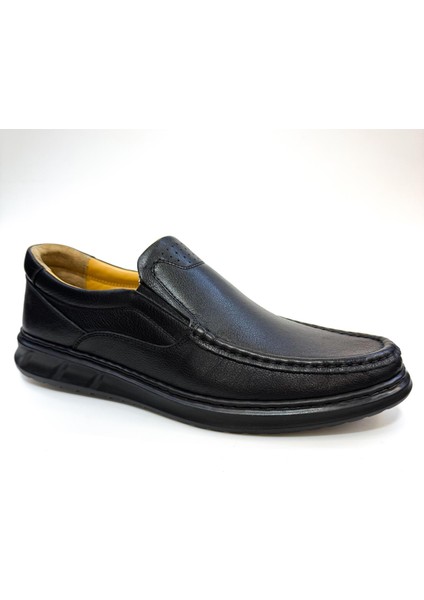 Büyük Numara Siyah Deri Hafif Taban Comfort Casual