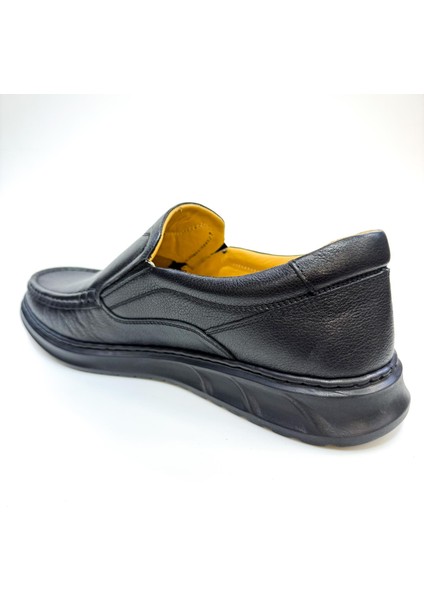 Büyük Numara Siyah Deri Hafif Taban Comfort Casual