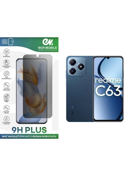 Realme C63 Ekran Koruyucu Tam Uyumlu 9h Esnek Nano Kırılmayan Mat Hayalet(Privacy)