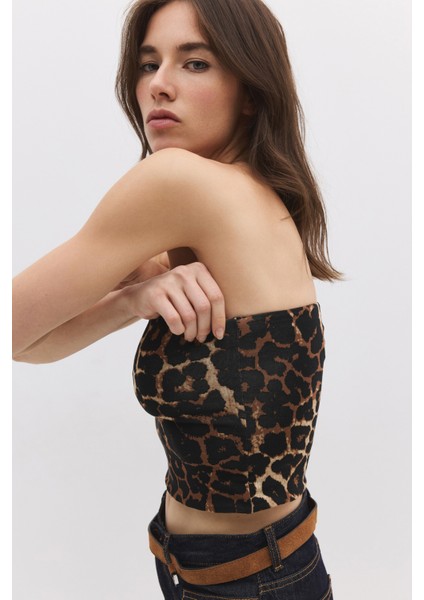 Desenli Straplez Body