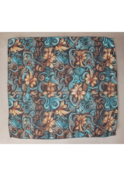 Çiçek Desenli Şifon Fular Bandana Şal