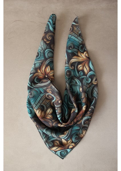 Çiçek Desenli Şifon Fular Bandana Şal