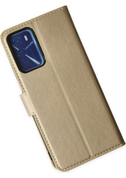 Oppo A55 Kılıf Deri Kartlıklı Kılıf Kapaklı Kılıf Cüzdanlı - Gold modelleri