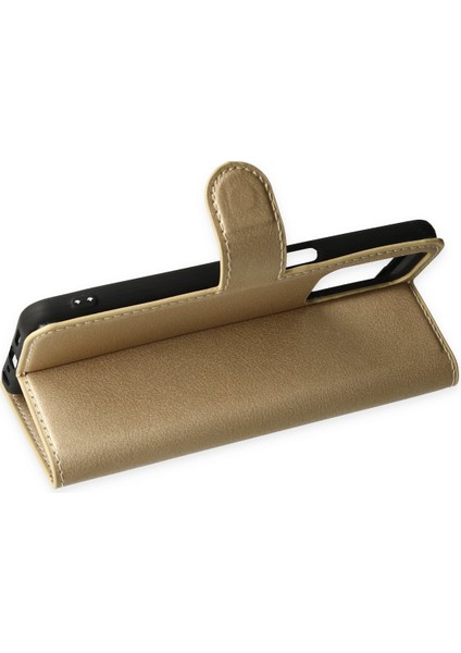 Oppo A55 Kılıf Deri Kartlıklı Kılıf Kapaklı Kılıf Cüzdanlı - Gold indirimleri