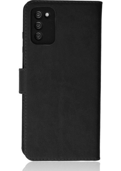 Samsung Galaxy A02S Kılıf Deri Kartlıklı Kılıf Kapaklı Kılıf Cüzdanlı - Siyah