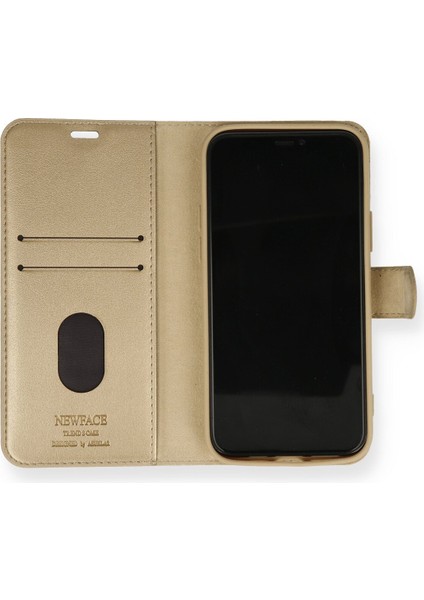Apple iPhone 11 Pro Kılıf Deri Kartlıklı Kılıf Kapaklı Kılıf Cüzdanlı - Gold modelleri