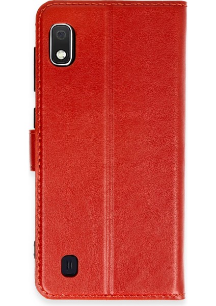 Samsung Galaxy A10 Kılıf Deri Kartlıklı Kılıf Kapaklı Kılıf Cüzdanlı - Kırmızı