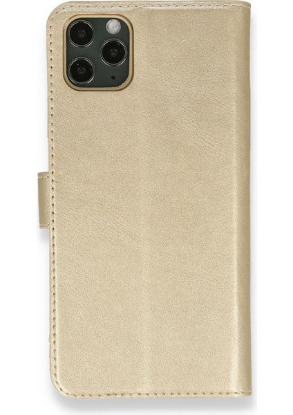 Apple iPhone 12 Pro Max Kılıf Deri Kartlıklı Kılıf Kapaklı Kılıf Cüzdanlı - Gold