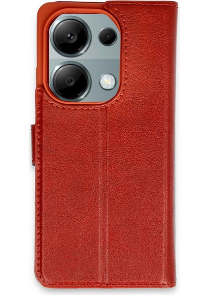 Xiaomi Poco M6 Pro 4g Kılıf Deri Kartlıklı Kılıf Kapaklı Kılıf Cüzdanlı - Kırmızı
