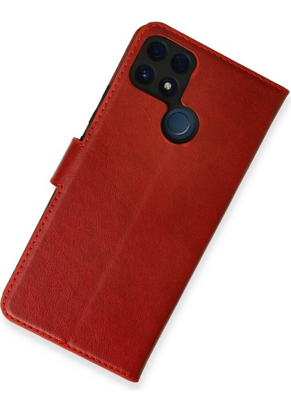 Realme C25S Kılıf Deri Kartlıklı Kılıf Kapaklı Kılıf Cüzdanlı - Kırmızı fiyatları