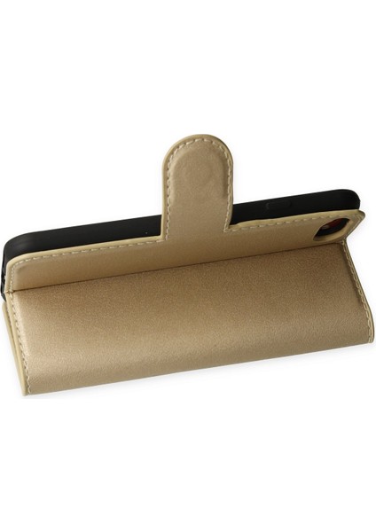 Apple iPhone 7 Kılıf Deri Kartlıklı Kılıf Kapaklı Kılıf Cüzdanlı - Gold modelleri