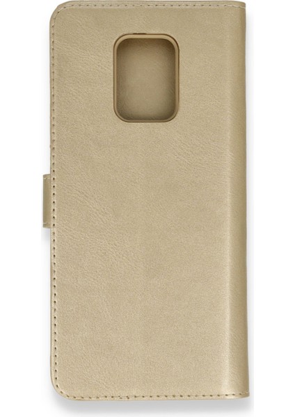 Xiaomi Redmi Note 9 Pro Kılıf Deri Kartlıklı Kılıf Kapaklı Kılıf Cüzdanlı - Gold