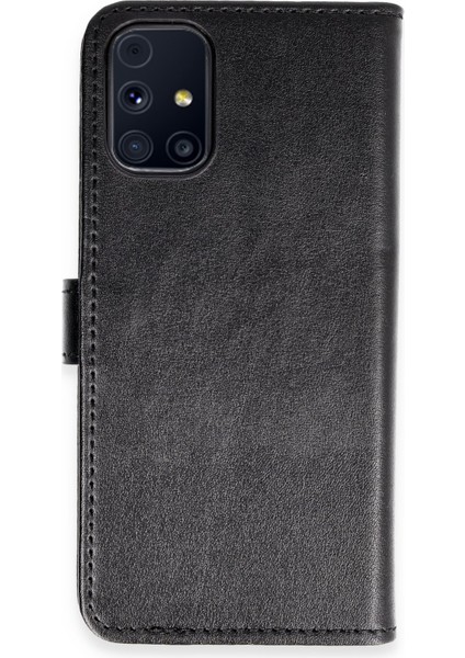 Samsung Galaxy M31S Kılıf Deri Kartlıklı Kılıf Kapaklı Kılıf Cüzdanlı - Siyah