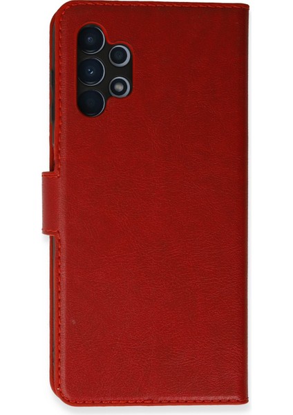 Samsung Galaxy A13 4g Kılıf Deri Kartlıklı Kılıf Kapaklı Kılıf Cüzdanlı - Kırmızı