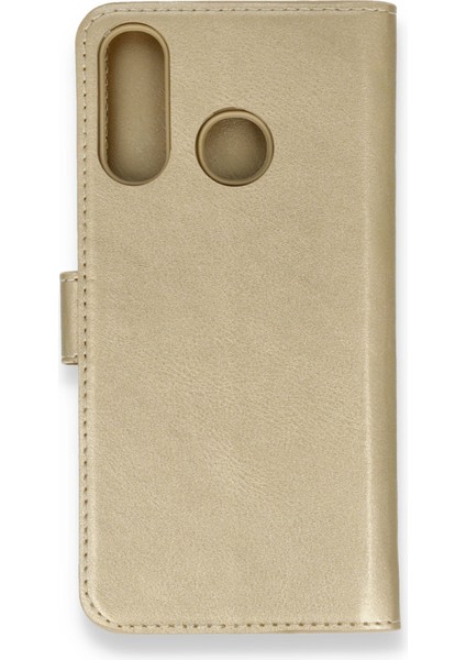 Huawei P30 Lite Kılıf Deri Kartlıklı Kılıf Kapaklı Kılıf Cüzdanlı - Gold