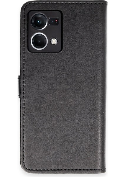 Oppo Reno 7 Kılıf Deri Kartlıklı Kılıf Kapaklı Kılıf Cüzdanlı - Siyah