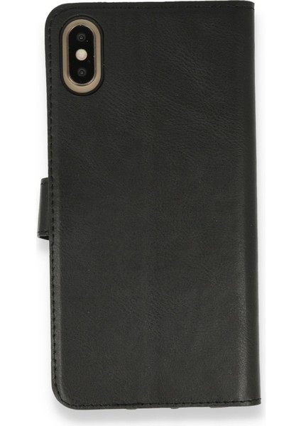 Apple iPhone Xs Kılıf Deri Kartlıklı Kılıf Kapaklı Kılıf Cüzdanlı - Siyah