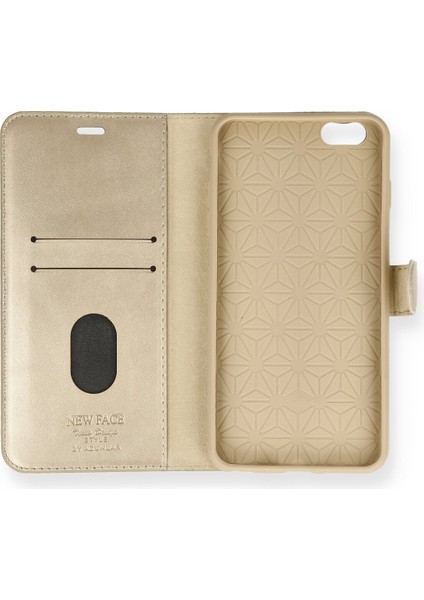 Apple iPhone 6 Plus Kılıf Deri Kartlıklı Kılıf Kapaklı Kılıf Cüzdanlı - Gold fiyatları