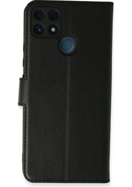 Realme C25 Kılıf Deri Kartlıklı Kılıf Kapaklı Kılıf Cüzdanlı - Siyah