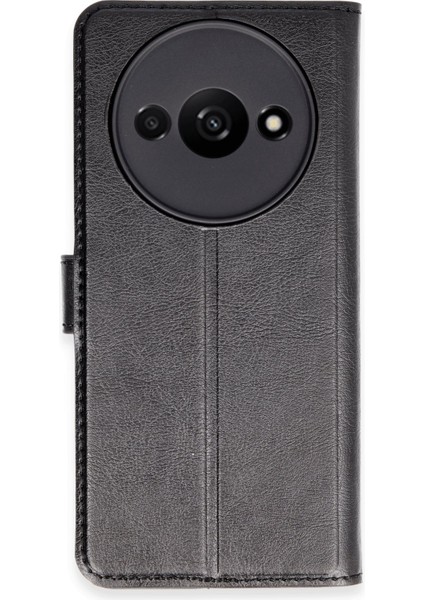 Xiaomi Redmi A3 4g Kılıf Deri Kartlıklı Kılıf Kapaklı Kılıf Cüzdanlı - Siyah