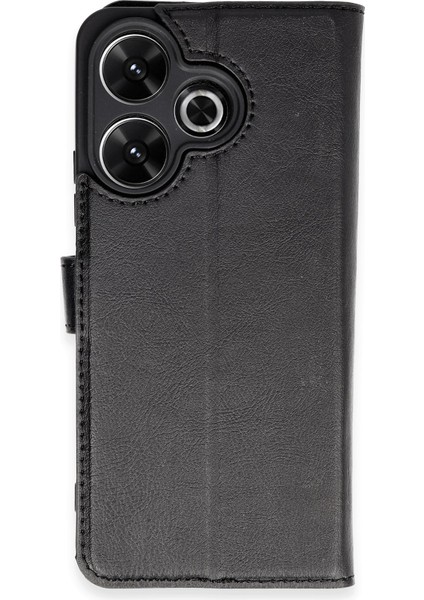 Xiaomi Redmi 13 4g Kılıf Deri Kartlıklı Kılıf Kapaklı Kılıf Cüzdanlı - Siyah