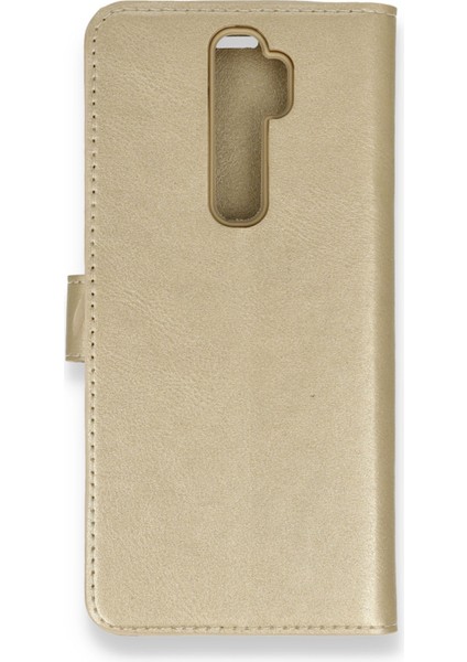 Oppo A9 2020 Kılıf Deri Kartlıklı Kılıf Kapaklı Kılıf Cüzdanlı - Gold