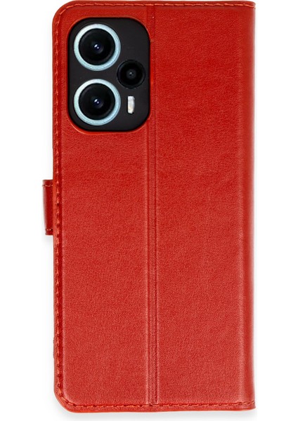 Xiaomi Poco F5 Kılıf Deri Kartlıklı Kılıf Kapaklı Kılıf Cüzdanlı - Kırmızı