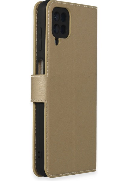 Samsung Galaxy A12 Kılıf Deri Kartlıklı Kılıf Kapaklı Kılıf Cüzdanlı - Gold fiyatları