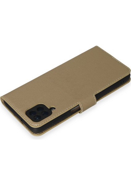 Samsung Galaxy A12 Kılıf Deri Kartlıklı Kılıf Kapaklı Kılıf Cüzdanlı - Gold modelleri