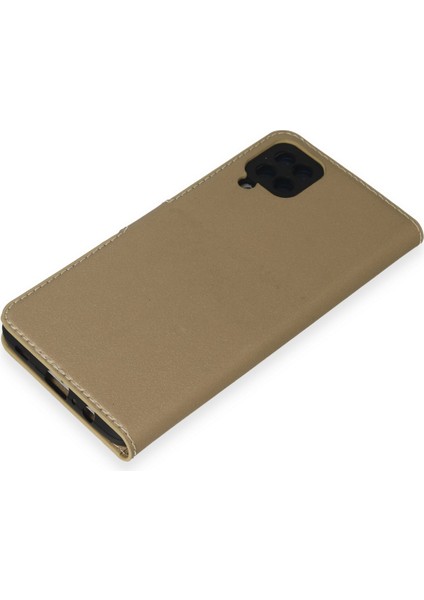 Samsung Galaxy A12 Kılıf Deri Kartlıklı Kılıf Kapaklı Kılıf Cüzdanlı - Gold fırsatları
