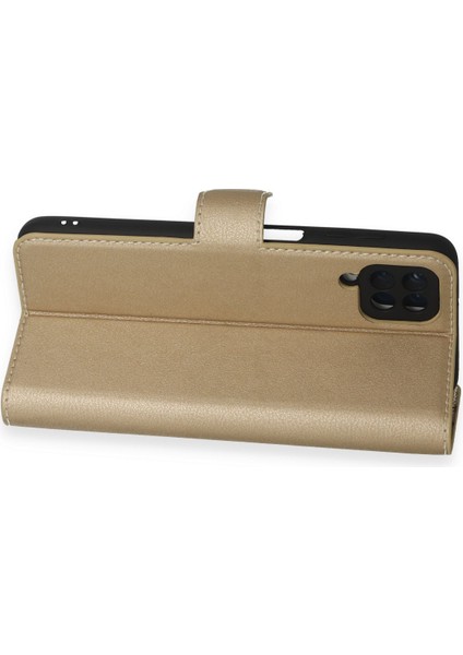 Samsung Galaxy A12 Kılıf Deri Kartlıklı Kılıf Kapaklı Kılıf Cüzdanlı - Gold indirimleri