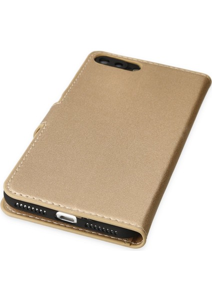 Apple iPhone 7 Plus Kılıf Deri Kartlıklı Kılıf Kapaklı Kılıf Cüzdanlı - Gold fırsatları