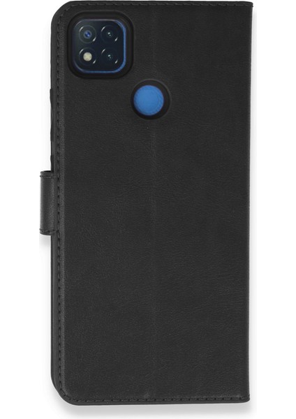 Xiaomi Redmi 9c Kılıf Deri Kartlıklı Kılıf Kapaklı Kılıf Cüzdanlı - Siyah