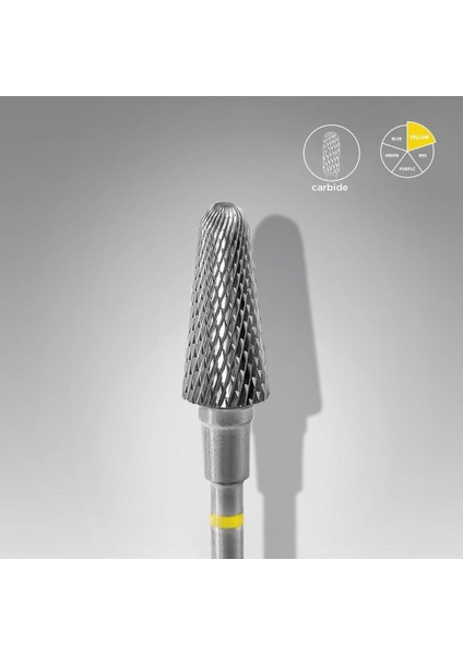 Sert Alaşım Kesik Koni Freze, Sarı, Çap 6 mm / Çalışma Kısmı 14 mm