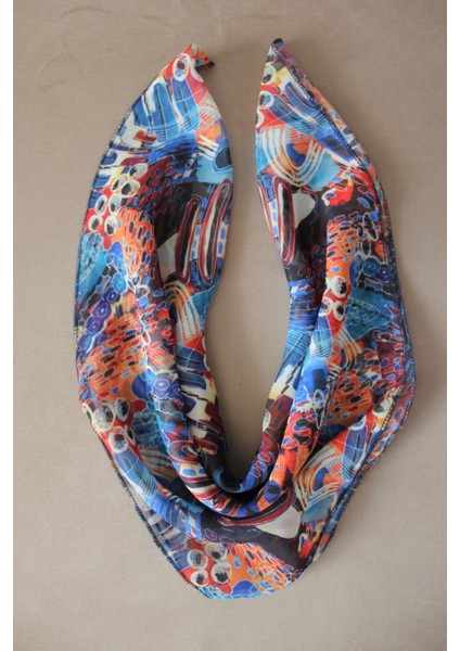Karışık Desenli Şifon Fular Bandana Şal modelleri