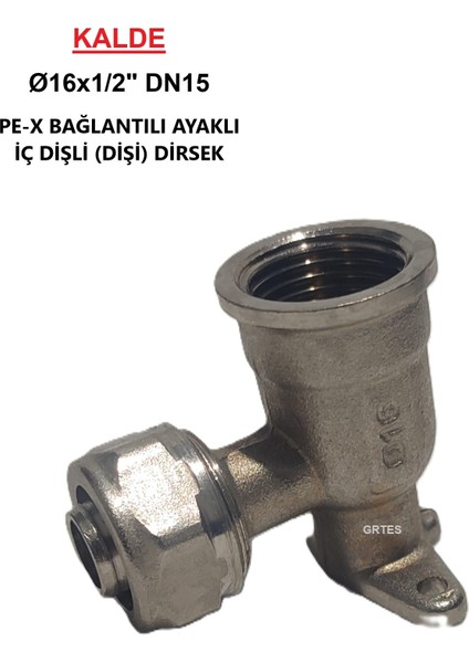 Ø16X1/2" Pex Bağlantılı İç Dişli Ayaklı Dişi Dirsek (Mobil Sistem Boru Bağlantı Parçası)