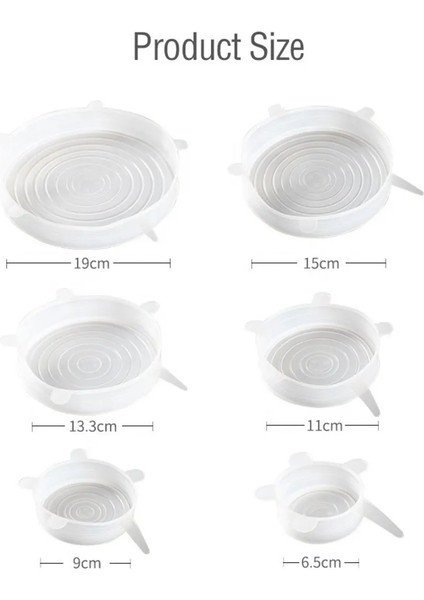 Silikon Strech Kapak 6'lı Tencere Bonesi - Tazeliği Koruyan 6'lı Silikon Streç Kapak