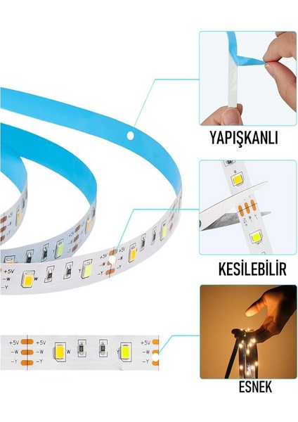 3 Çipli Iç Mekan Şerit Led Tüm Mekanlar-(Trafosuz) 5,10,20,30,40,50,100m