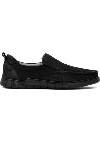 Elit GYZ994-1 Erkek Nubuk Deri Ortopedik Rahat Ayakkabı Siyah