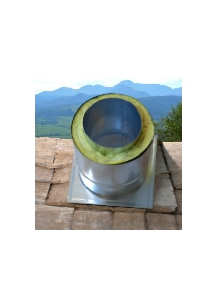 Isı Yalıtımlı Yanmaz Plakalı Boru Baca Çıkışı (Ağaç Ev, Konteyner ) 110 mm Çap 13 Lük Boruya Uymaz