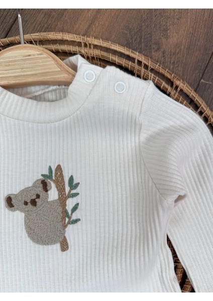 Triko Askılı Koala Temalı Kaşkorse Esnek Badili Bereli Unisex Bebek Takım indirimleri