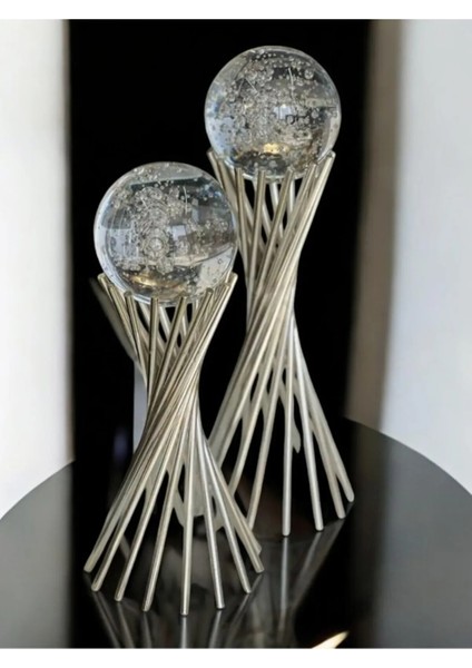 Dekoratif 2'li Set Hava Kabarcıklı Çapraz Ayaklı Küre Süs Eşya Biblo/ev-Ofis Dekoru/biblo Hediyelik fiyatları