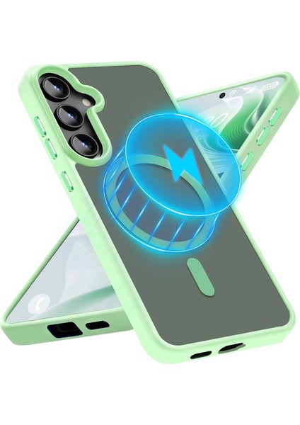 Samsung Galaxy S25 Kılıf Kamera Çıkıntılı Mat Magsafe Wireless Şarj Destekli Siyah Renkli Hassas Butonlu Flet Kapak