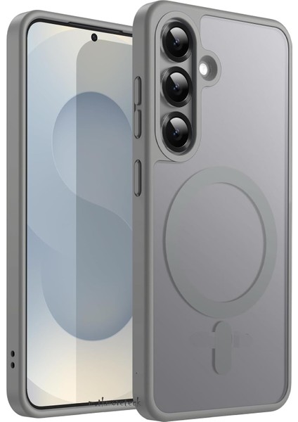 Samsung Galaxy S25 Kılıf Kamera Çıkıntılı Mat Magsafe Wireless Şarj Destekli Siyah Renkli Hassas Butonlu Flet Kapak