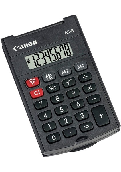 Canon As-8 Siyah 8 Haneli Kapaklı Cep Tipi Hesap Makinesi